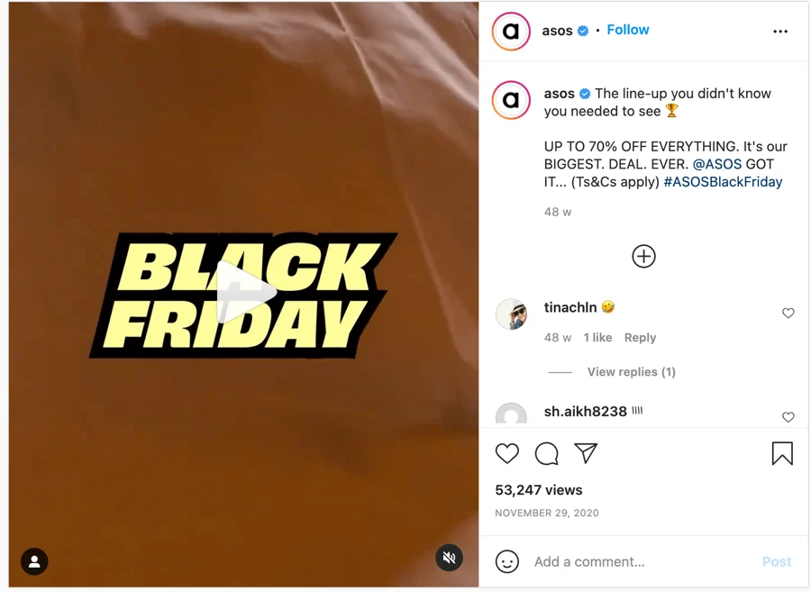 Asos Black Friday Social Media