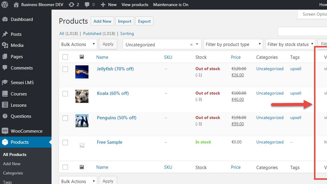 Woocommerce Dashboard